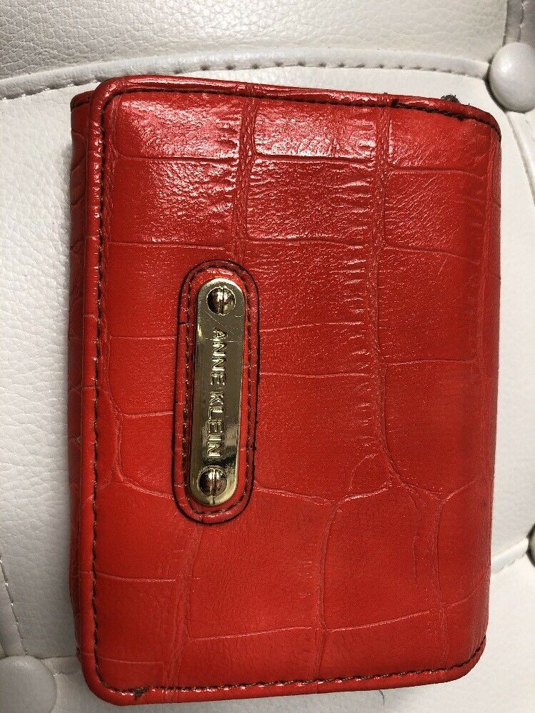 Anne Klien Orange Croco Print Billfod Wallet