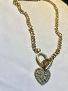 Gold  Heart Costume Jewlrey Toggle Necklace