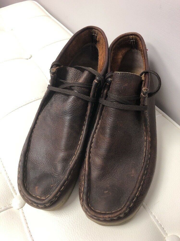 Clarks Stinson Hi Mens  Brown Oily Leather Wallabee Boots Shoes Size 9