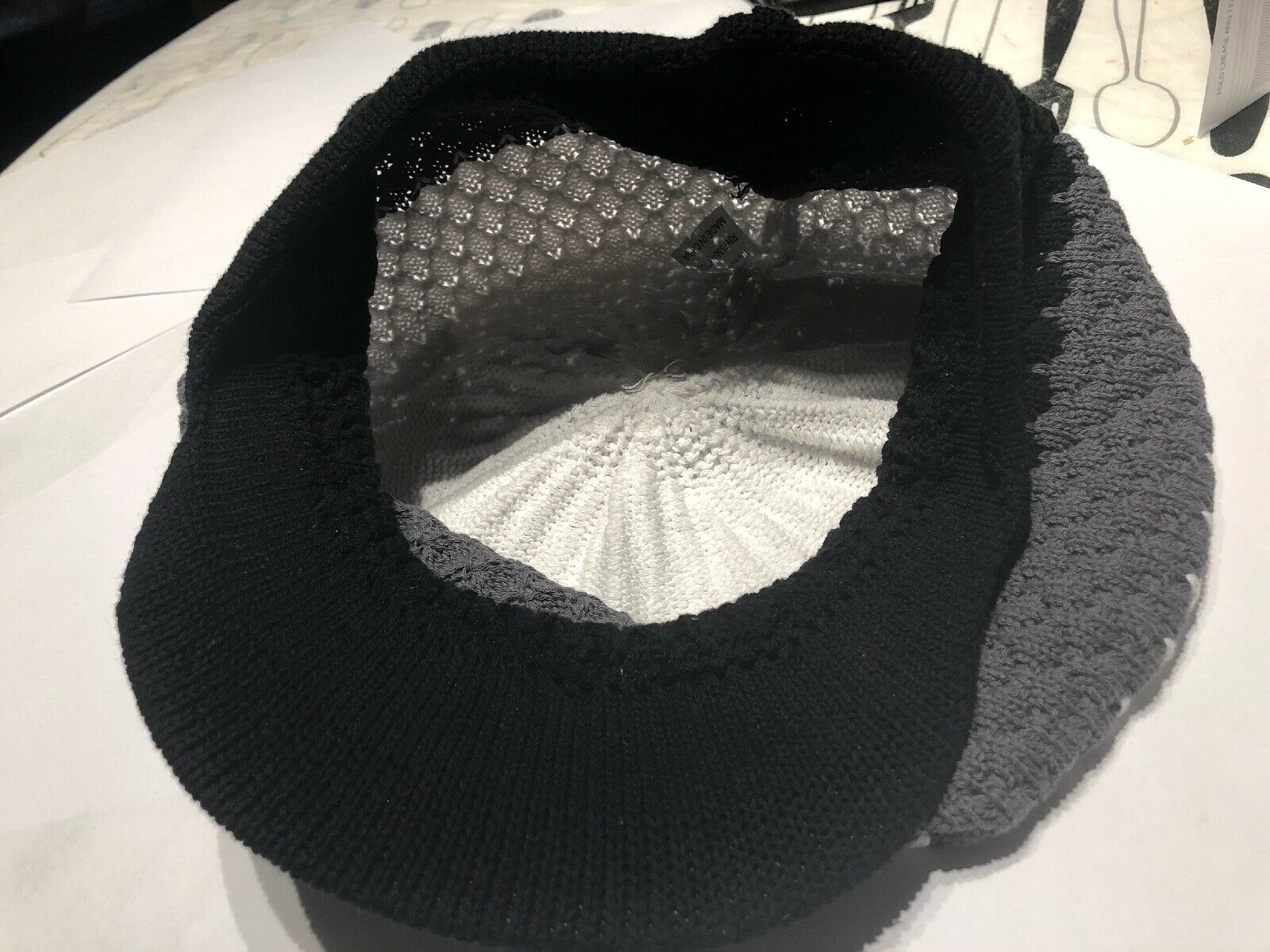 White Gray and Black Rasta Knit Hat