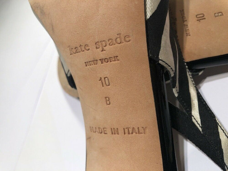 Kate Spade Zebra Print Black Bow Slingback Heels Size 10 M