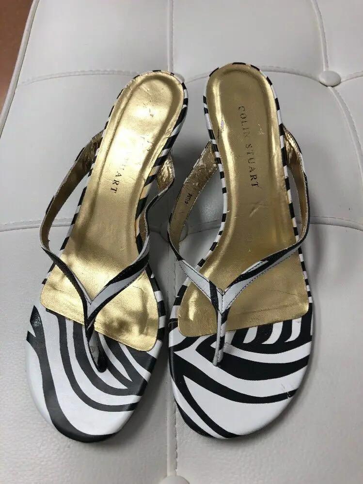 Collin Stuart Zebra Print Thong Slides 6.5 by Colin Stuart