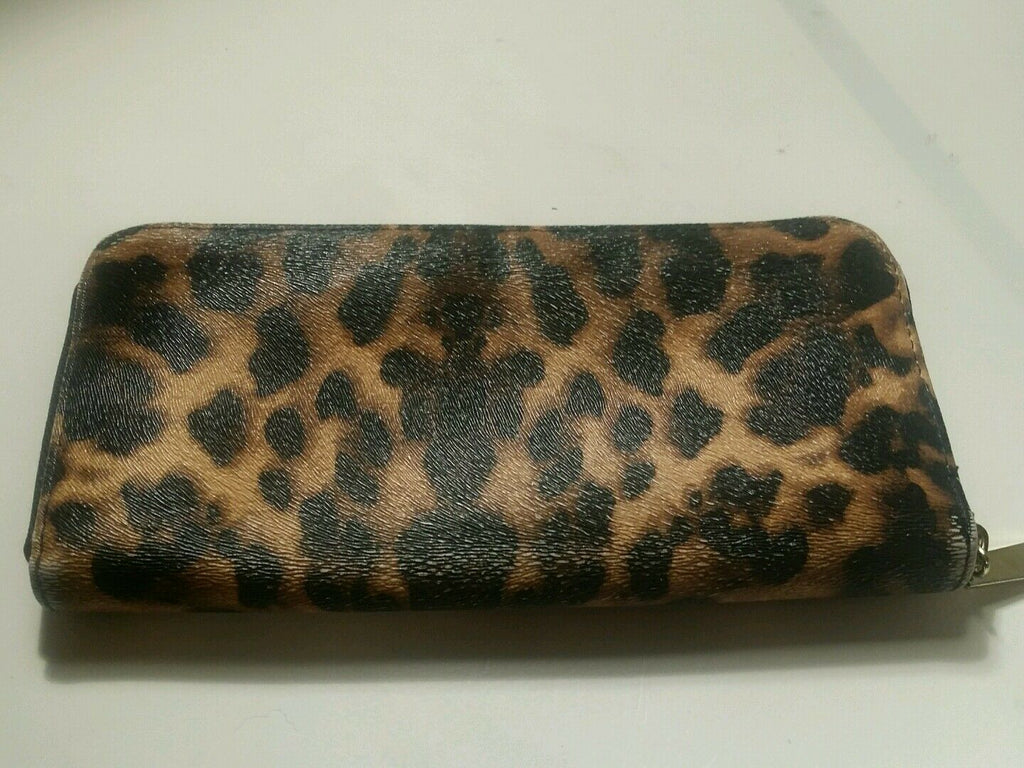 large leaopard print zip around wallet