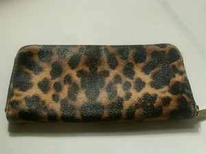 large leaopard print zip around wallet