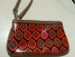 Brick red  fun leafy design shape wristlet