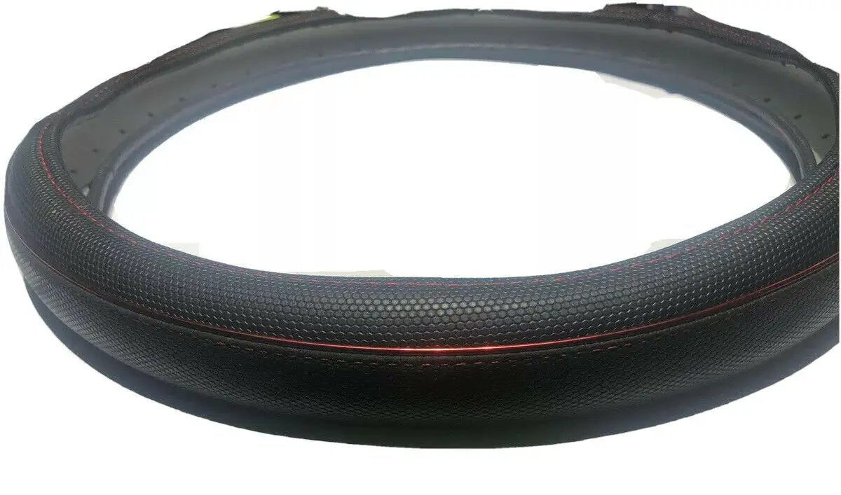Leather Steering Wheel Cover With Red Stitching by Unbranded