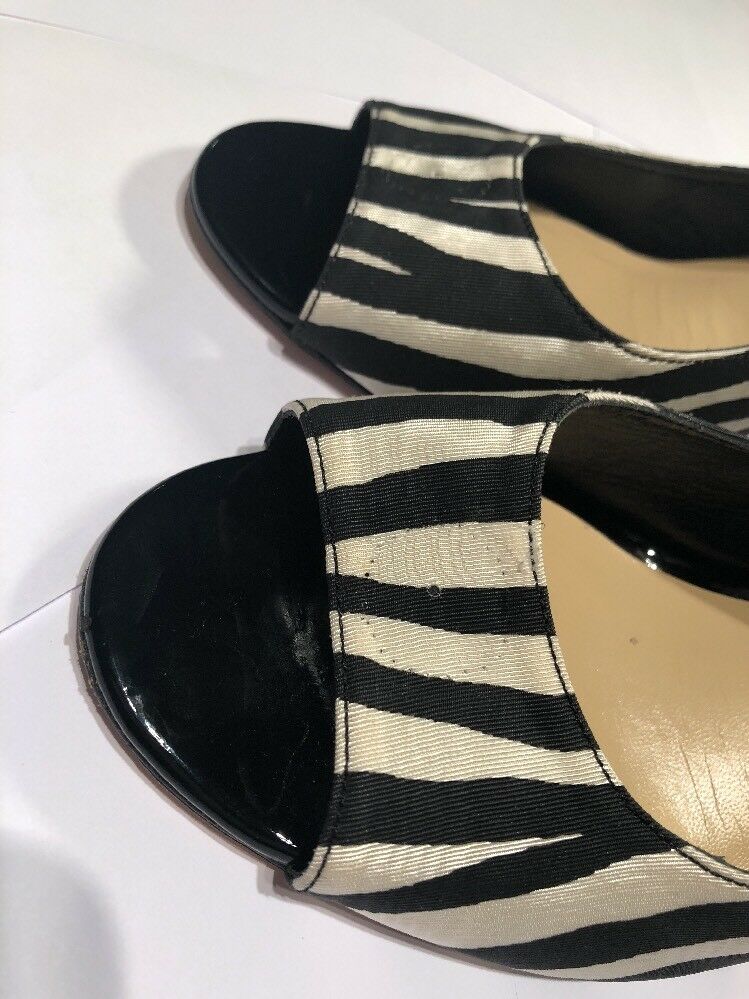 Kate Spade Zebra Print Black Bow Slingback Heels Size 10 M