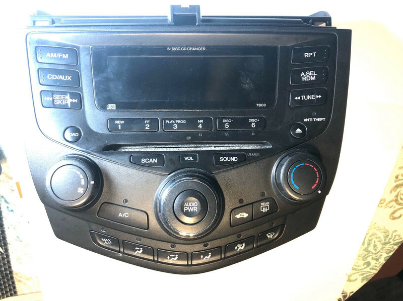 03-07 06 HONDA ACCORD 6 DISC CD RADIO UNIT STEREO PLAYER MANUAL CLIMATE CONTROL