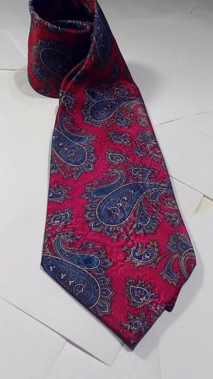 Christian Dior Monsieur Silk Tie Deep Red with Paisley print Made in USA