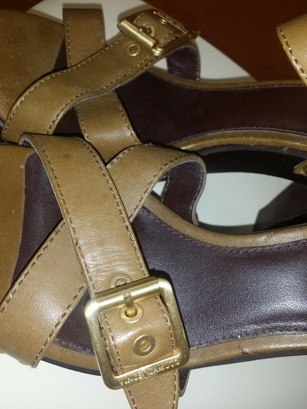 Vince Camuto "Catey" Army Green Vachetta Leather Heels Size 7 M Very Nice $110