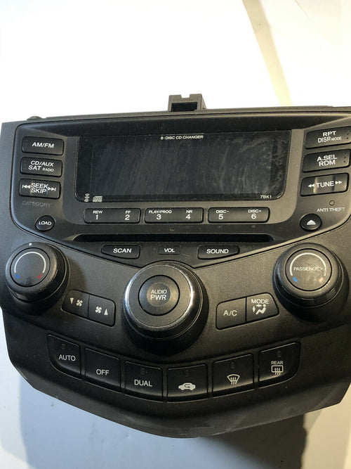 2003-07 06 HONDA ACCORD SEDAN CD & RADIO PLAYER WITH MANUAL CLIMATE CONTROL OEM