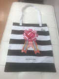NEW Sephora Black White Striped Canvas Tote Bag Purse Shopper 2017