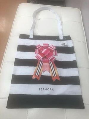 NEW Sephora Black White Striped Canvas Tote Bag Purse Shopper 2017
