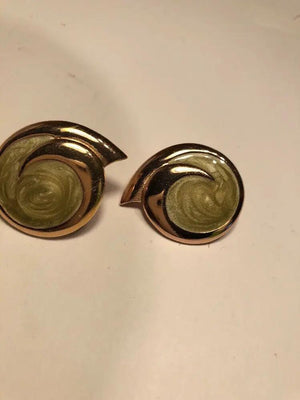 Vintage Clip On Swirl Design Earrings