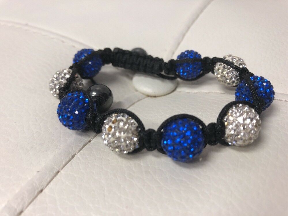 Adjustable Sterling Silver and Blue Bead Bracelet, Fits 6.5" - 7.25" Wrists