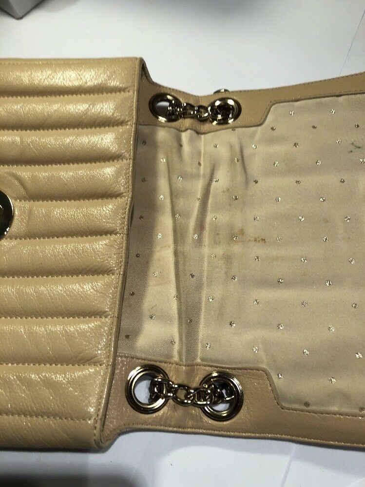 KATE SPADE BEIGE TOTE BAG WITH DOUBLE STRAND CHAIN AND LEATHER HANDLE