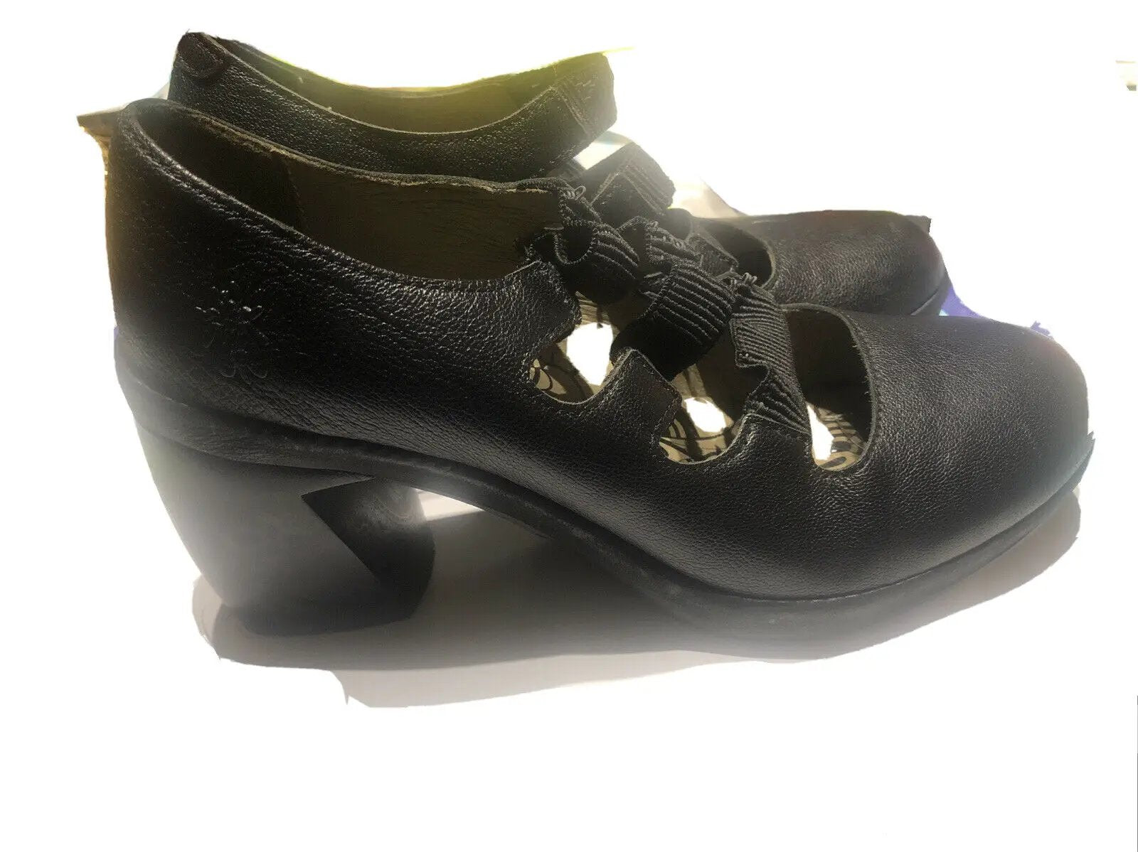 Fly London Women Shoe Yan Size 6M EUR 37 Black Wedge Heel Mary Jane Pre Owned yq by FLY London