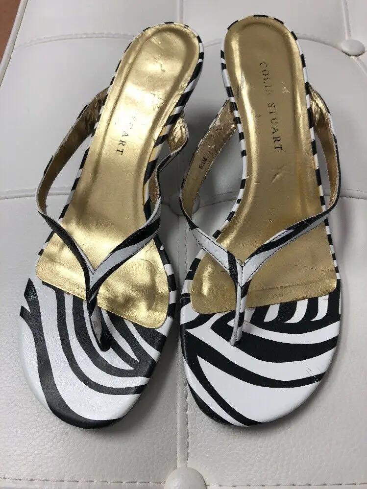 Collin Stuart Zebra Print Thong Slides 6.5 by Colin Stuart