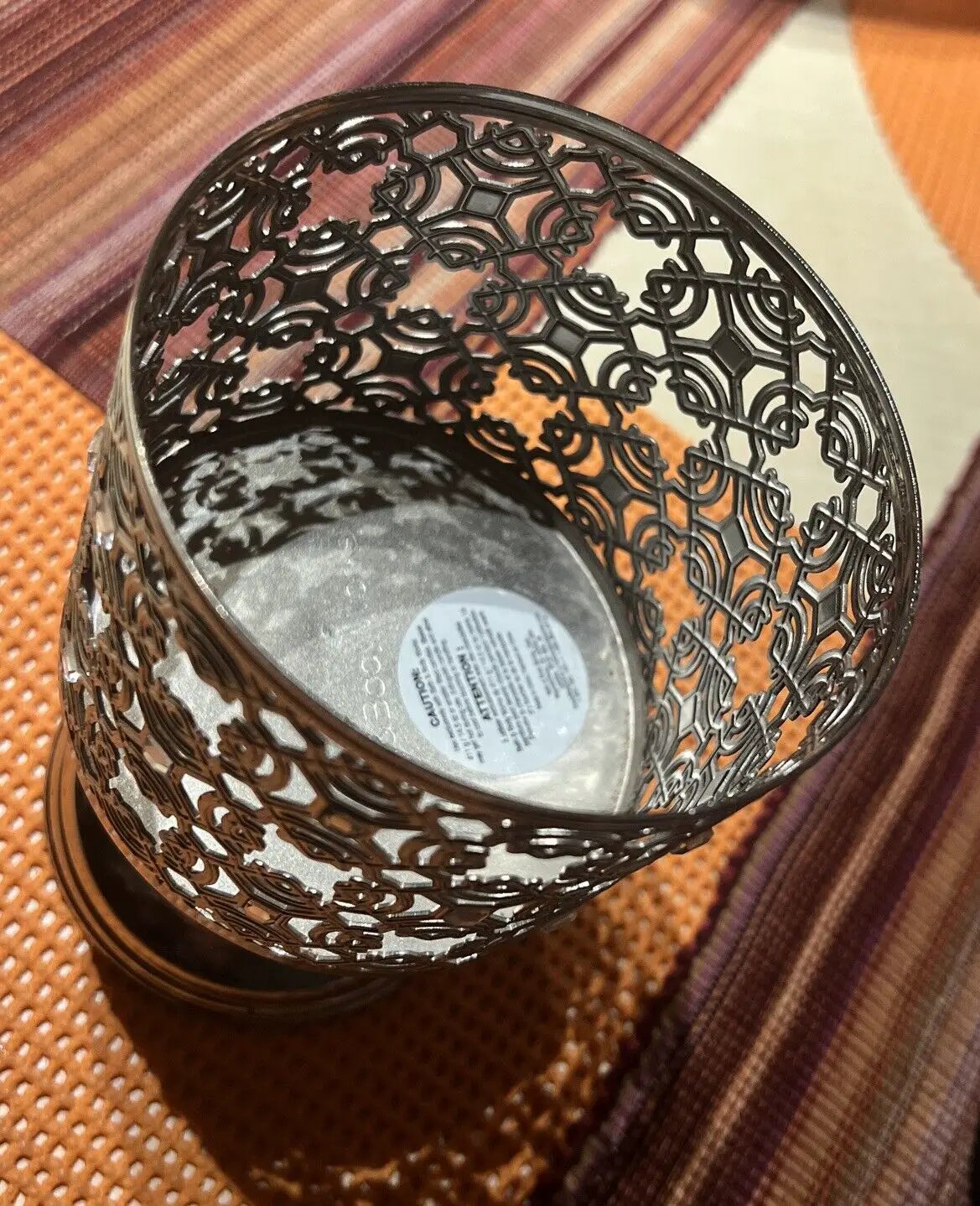 Bath And Body Works Scroll Oval Pedestal Silver Three Wick Candle Holder E by Bath & Body Works