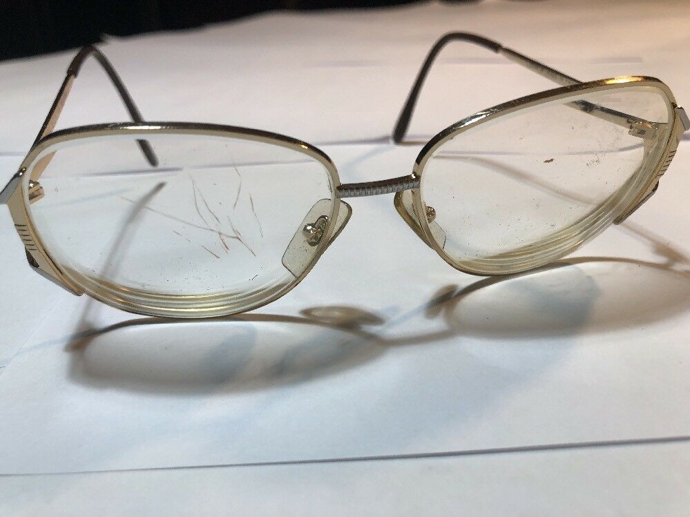 Vntg Oversized Gold Wire Rim French Collection Eyeglass Frames 55-14