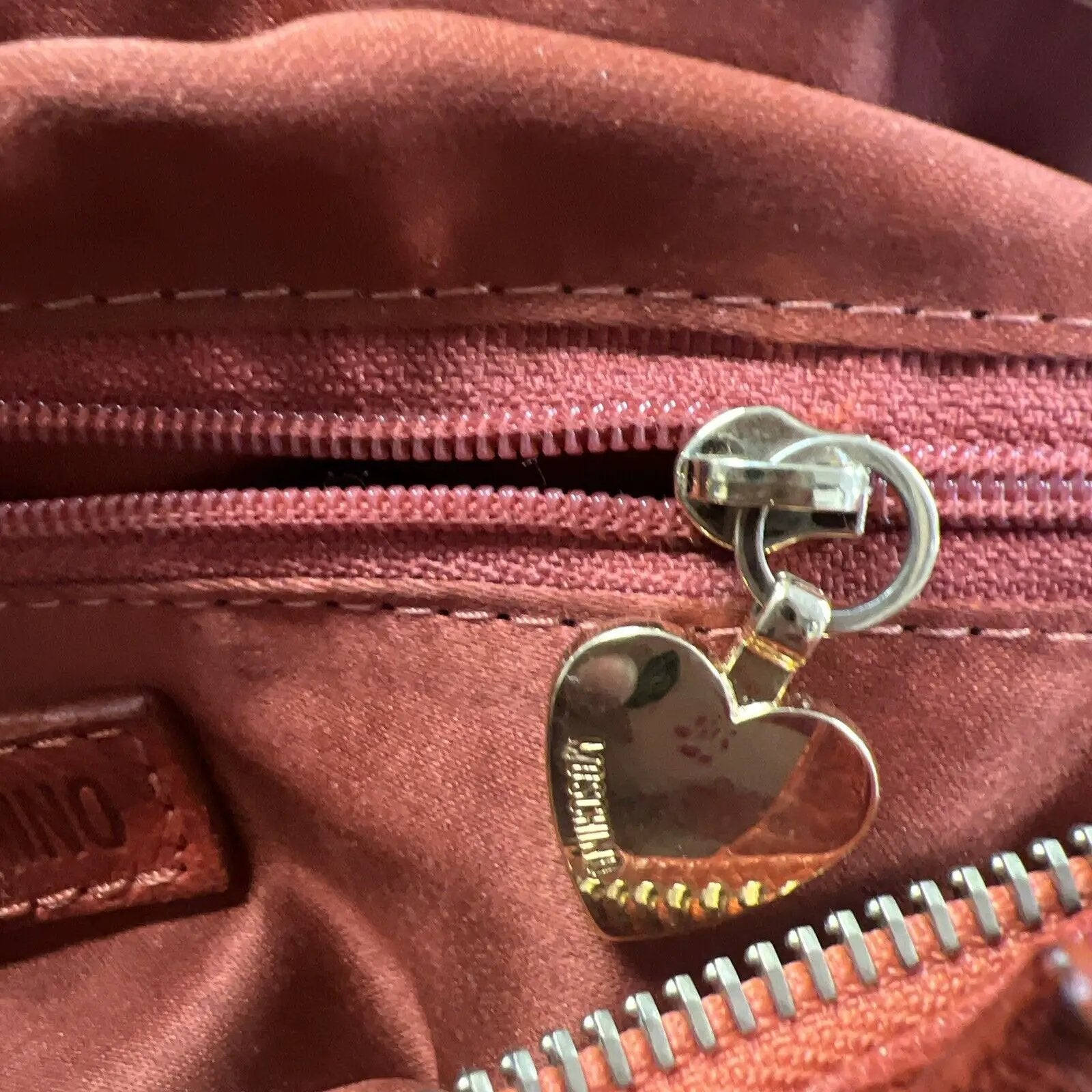 Love Moschino Barrel Hand bag women Orange lined interior Studded by Love Moschino