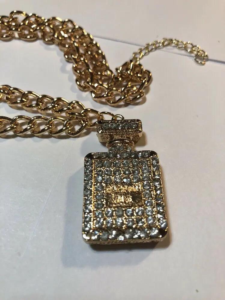 Gold Perfume Botyle Necklace Pendant by DALEY1DEALS,LLC.
