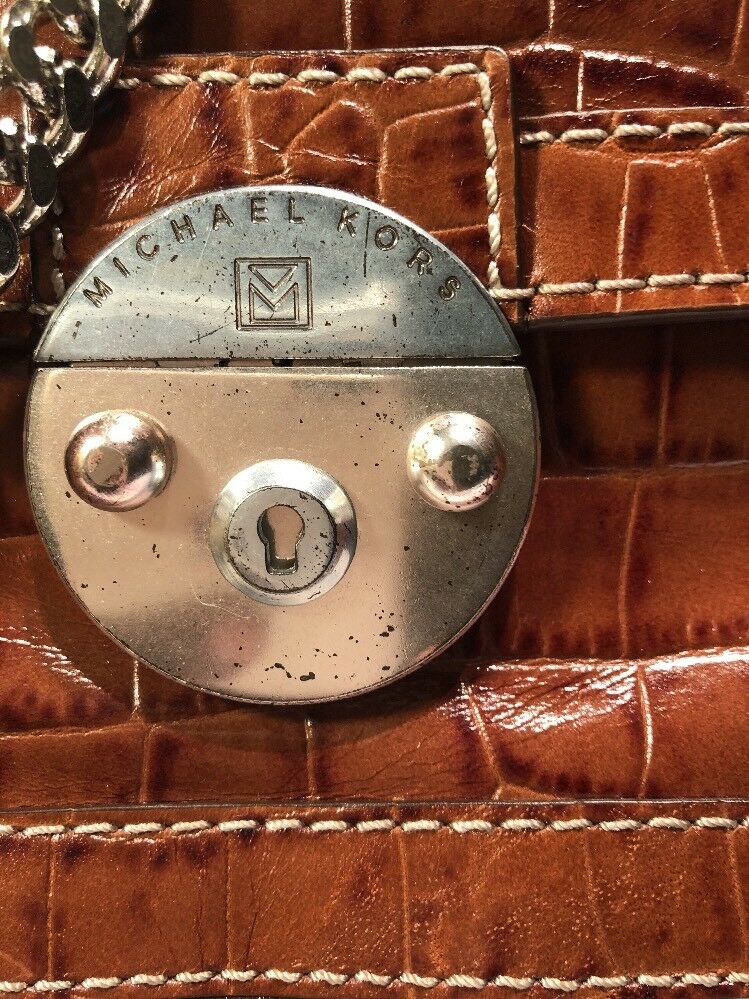 Michael Kors Brown Leather Small Shoulder Bag with Chain Strap