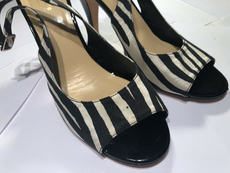 Kate Spade Zebra Print Black Bow Slingback Heels Size 10 M