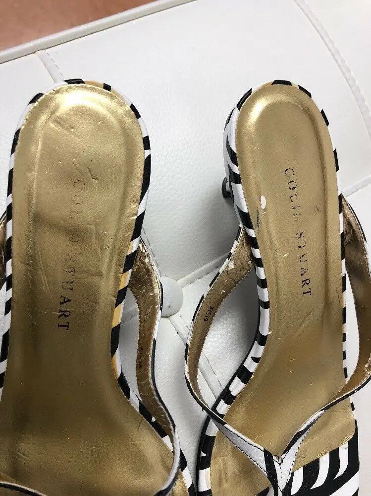 Collin Stuart Zebra Print Thong Slides 6.5 by Colin Stuart