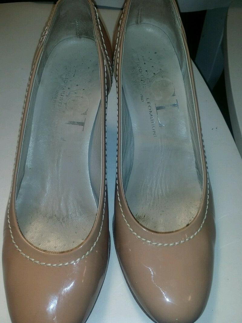 AGL Attilio Giusti Leombruni Patent Style Flex Pump Shoes 8 38.5 Nude $310 FBB