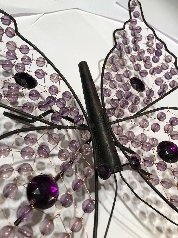 Purple Large Beaded Landed Butterfly