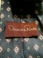 Oscar de la renta blue diamond geometric shape tie.