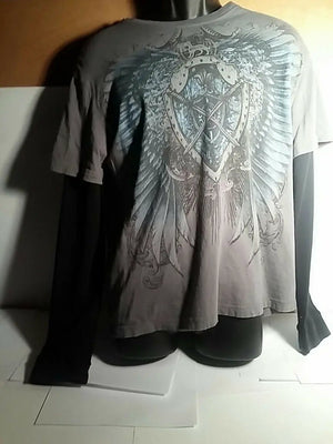 Helix large gray eagle wings shirt  100% cotton, RN#117508 WITH BLACK THERMAL