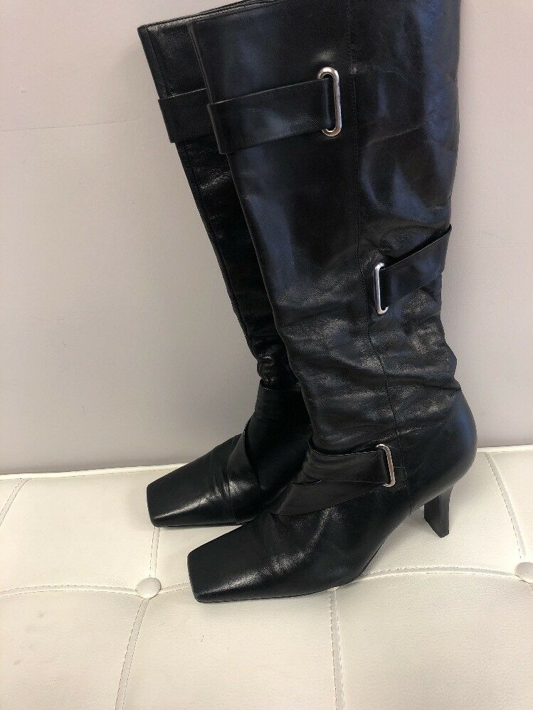 Mint in the Box Giani Bernini Memory Foam Black Leather Boots Sz8.5Med. VGC