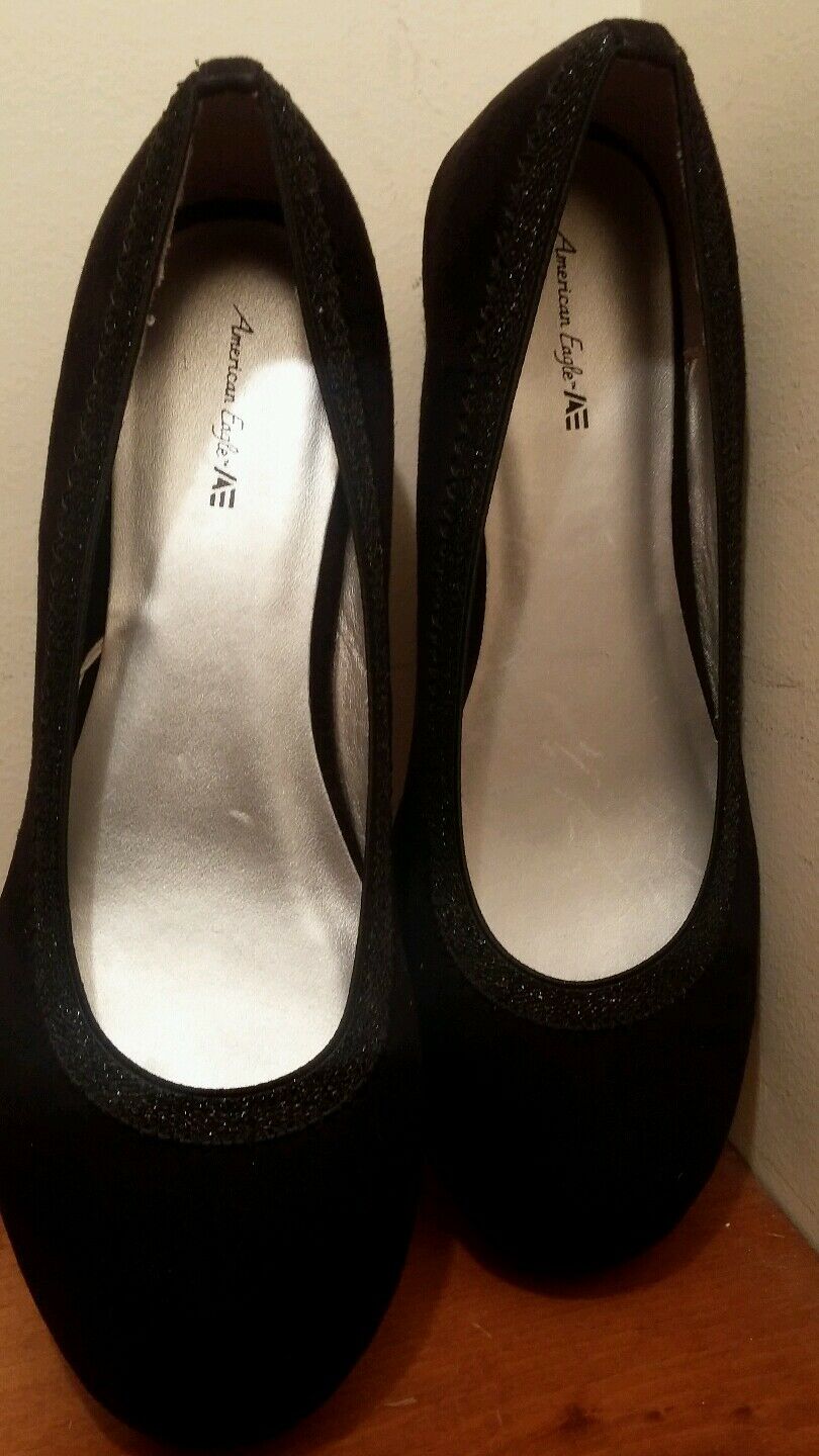 AMERICAN EAGLE WOMENS LADIES SHOES BLACK SIZE US 5 EUR 37.5 LEATHER SUEDE UPPER
