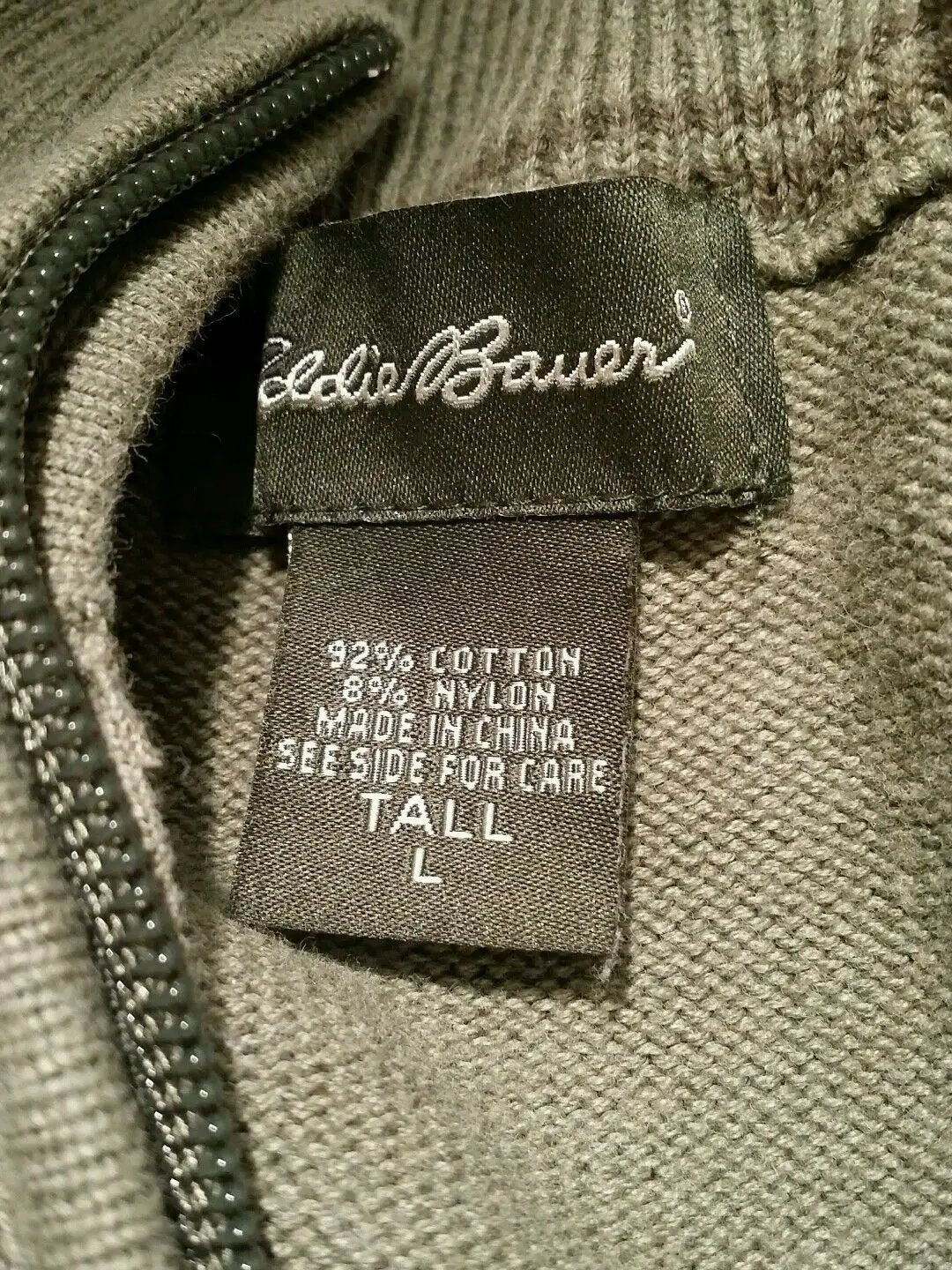 Eddie bauer large zip up sweater tall%100 percent cotton zip up sweater. by Eddie Bauer
