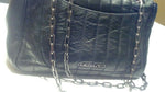 CLAUDIA CIUTI BLACK LEATHER DRESS BAG with SEXY CHAIN SHOULDER STRAP