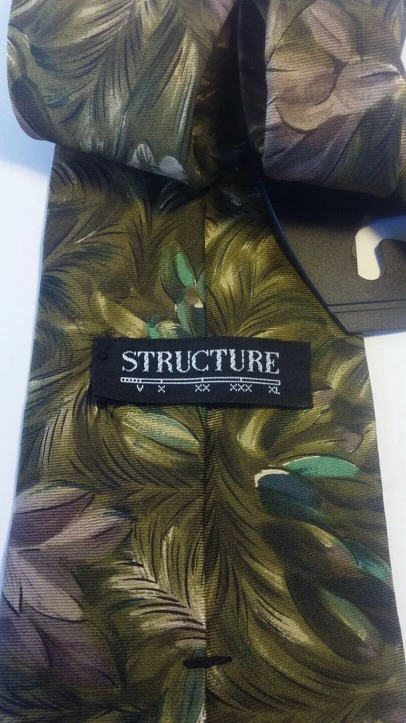 MEN NECK TIES 100% SILK structure STONE green black flowery by DALEY1DEALS,LLC.