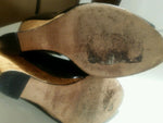 White House Black Market Black Patent Leather Peep Toe Cork Wedges Women's 7.5 M