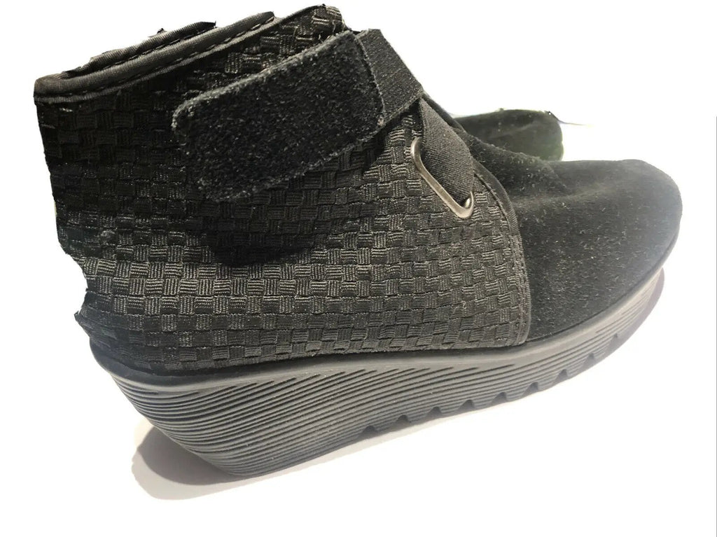 RARE Bernie Mev Black Suede/ Elastic Wedge Ankle Boots Booties Sz.37 by Bernie Mev