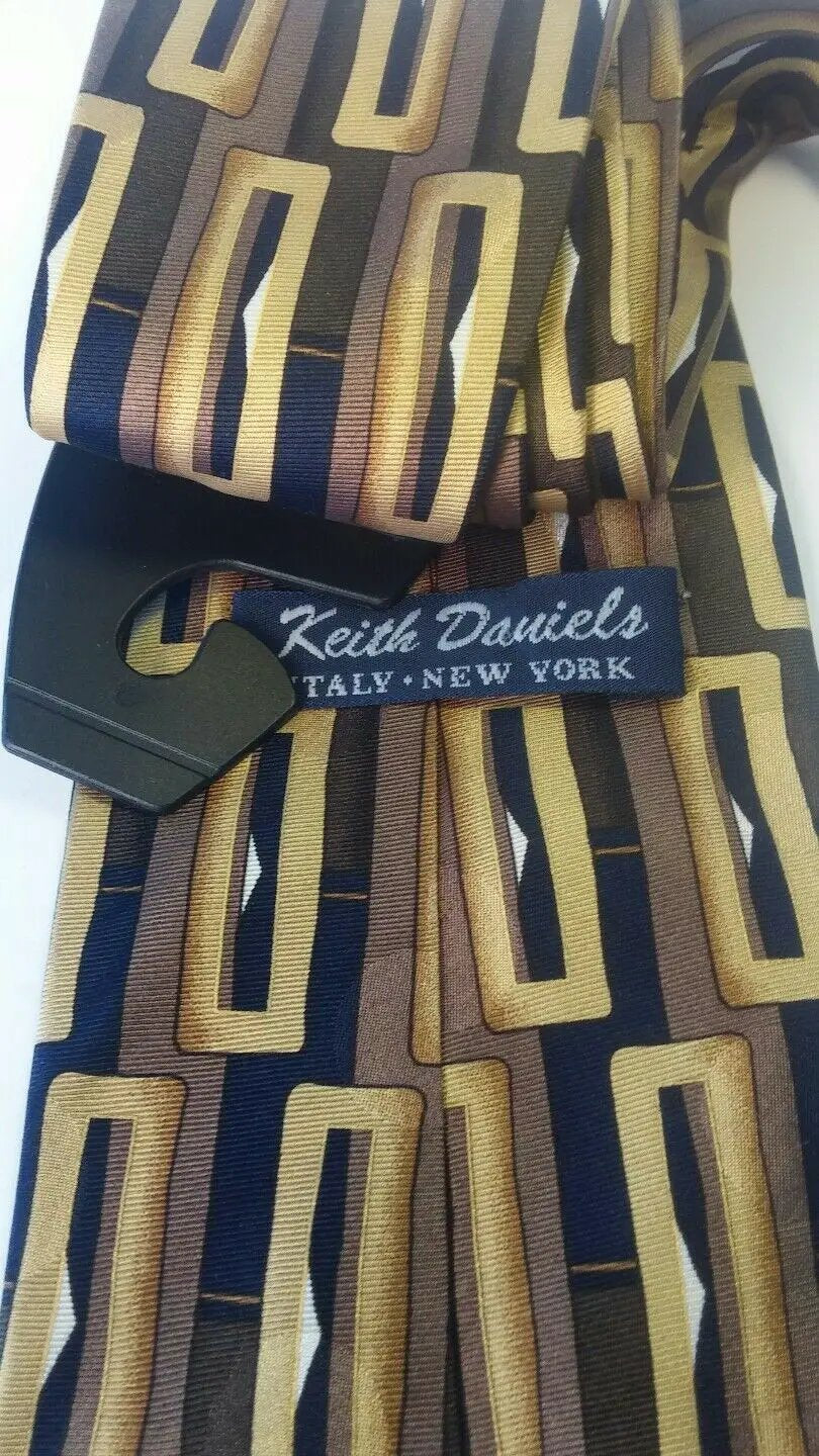 MEN NECK TIES 100% SILK KEITH DANIELS. ITALY NEW YORK. brown black flowery by DALEY1DEALS,LLC.