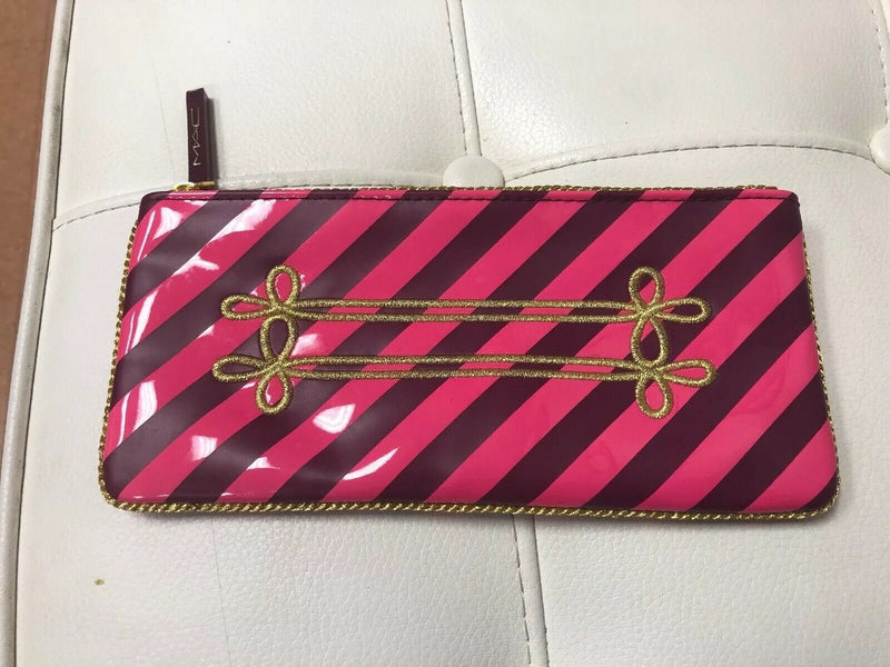 MAC Cosmetics Pink Purple Striped Marching Band Epaulet Makeup Bag Pouch