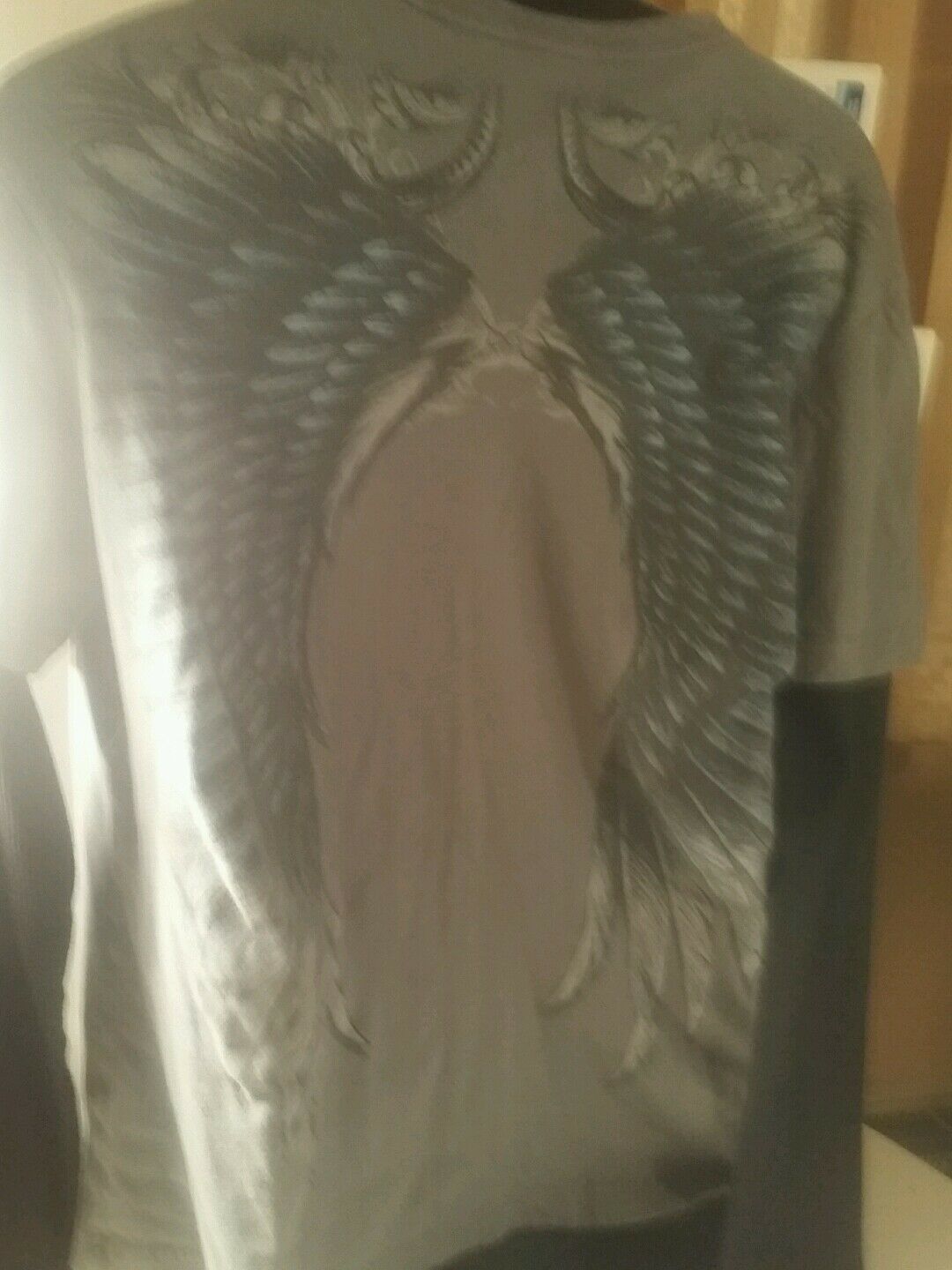 Helix large gray eagle wings shirt  100% cotton, RN#117508 WITH BLACK THERMAL