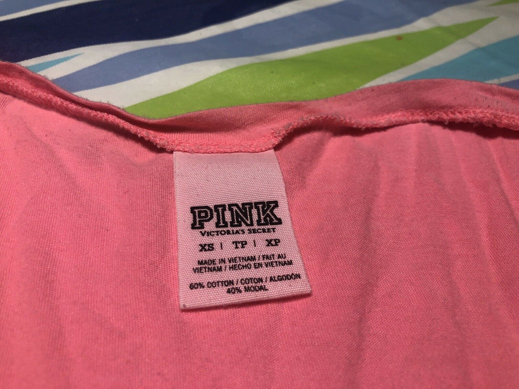 1 PINK Victoria Secret Size XS/S Womens Sleeveless Pink Logo Tank Top Shirt PINK