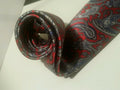 CHRISTIAN DIOR RED AND GRAY PAISLEY PRINT NECKTIE.