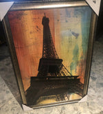 Large 38 1/2x 27in  Eiffel  Tower  Paris Multi Color Gorgeous Frame Love It!