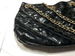 GUC Ann Taylor Cross Body Black Patent Leather Purse Bag with Gold Chain Strap