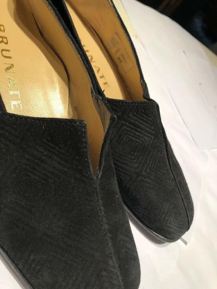 BRUNATE SUEDE LEATHER FLATS WITH GOLD BUCKLE AND RED ACCENT SZ 37/US 6.5 by BRUNATE
