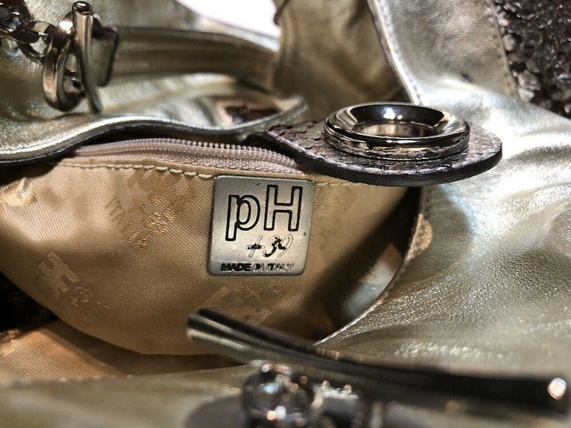 Ph+39 Gold Leather Large Handbag