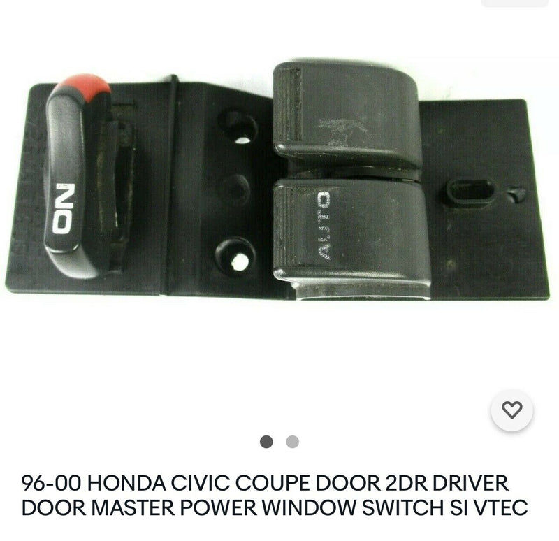 96-00 HONDA CIVIC COUPE DOOR 2DR DRIVER DOOR MASTER POWER WINDOW SWITCH SI VTEC